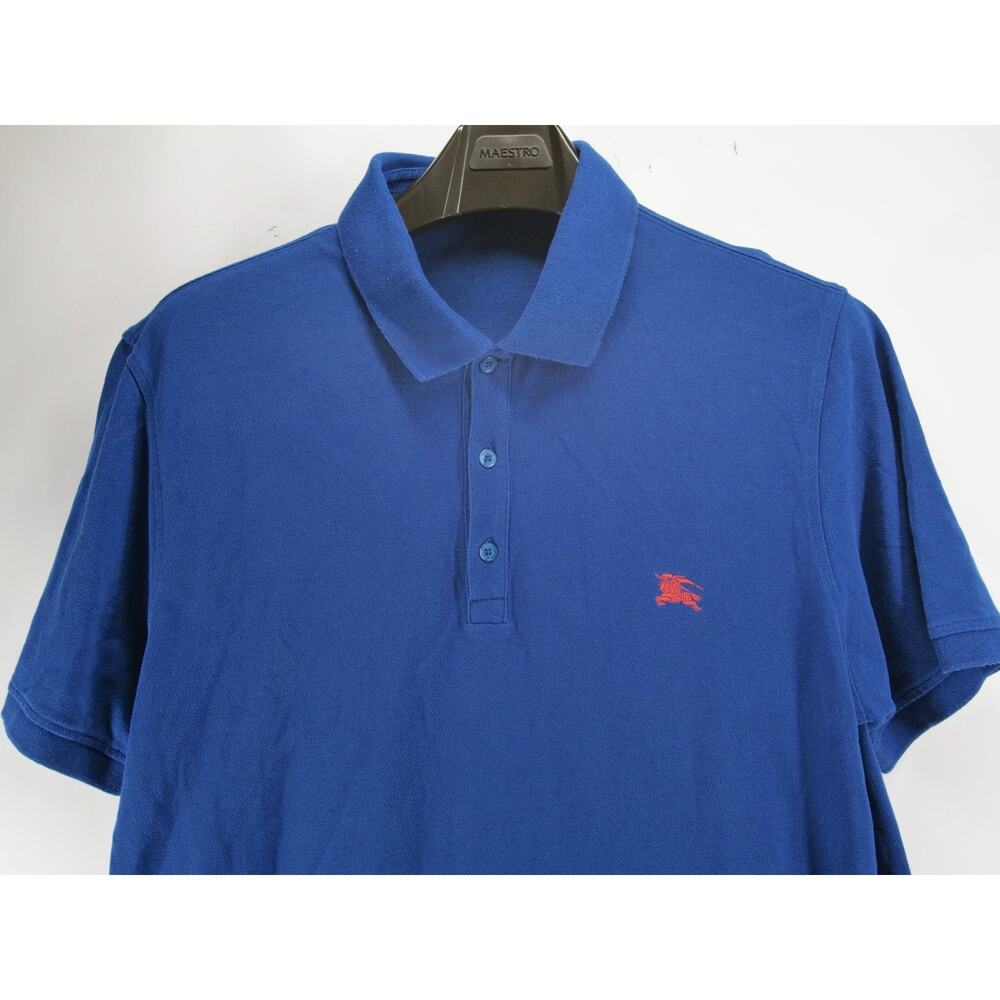 Burberry Brit Mens XXL 2XL Polo Shirt Blue Piqué Cotton Short Sleeve Casual - Picture 2 of 8